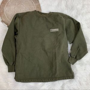 VTG Champion Army Green Crew Sweater Logo USA B3